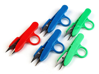Nůžky cvakačky délka 12 cm s plastovou rukojetí - 12 ks - náhodná barva