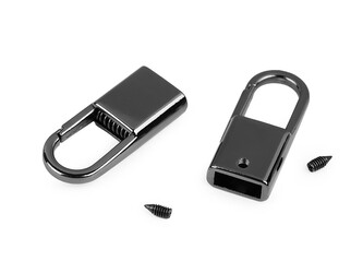 Kovová koncovka s karabinou šíře 9 mm - 2 ks - 3 nikl černý