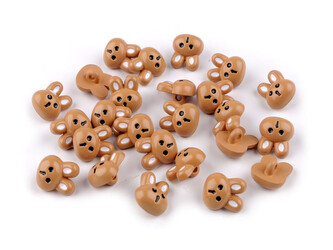 Knoflík dětský zajíc, medvídek, panda - 25 ks - 3 hnědá světlá zajíc