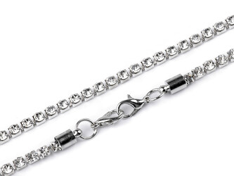 Štrasový řetízek na kabelky i oděvy délka 32,5 cm - 5 ks - 1 crystal stříbrná