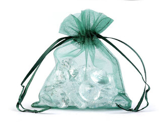 Dárkový pytlík 9x11 cm organza - 10 ks - 34 zelená jedle