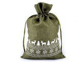 Vánoční dárkový pytlík 20x30 cm imitace juty - 10 ks - 2 zelená khaki
