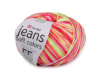 Pletací příze Jeans Soft Color 50 g - 1 ks - 4 (61214) růžová malinová