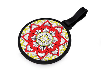 Jmenovka / visačka na kufr mandala - 1 ks - 1 červená