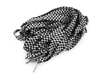 Oděvní šňůra s koncovkami do kapucí, délka 135 cm - 10 ks - černá bílá