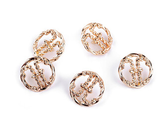 Kovový knoflík velikost 24"; 32"; 38" - 5 ks - 8 (32") růžové zlato