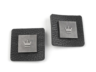 Dekorační aplikace / nášivka koruna 30x30 mm na oděv - 10 ks - 2 černá