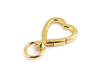 Kovová karabina s obrtlíkem srdce průvlek 10 mm - 10 ks - 2 zlatá světlá