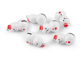 Rolničky sněhulák - 10 ks - 1 bílá červená