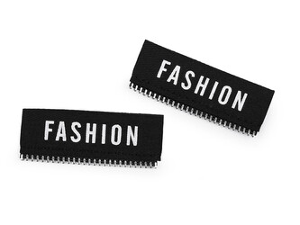 Nášivka / štítek zdobená zipem - 10 ks - 5 černá