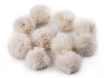 Kožešinová bambule s poutkem Ø3,5 cm - 10 ks - 2 béžová světlá