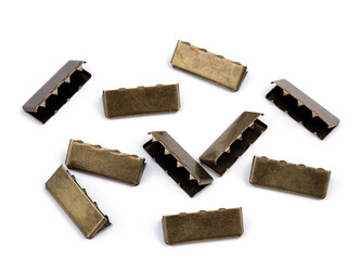 Kovová koncovka na plochou šňůru šíře 25 mm - 100 ks - 3 staromosaz