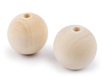 Velké dřevěné korále nelakované Ø50 mm - 2 ks - přírodní sv.