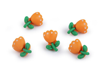 Knoflík 3D květina velikost 24" - 25 ks - 4 lososová