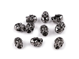 Kovová koncovka na šňůru Ø4 mm / ozdoba lebka - 10 ks - nikl černý