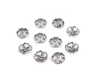 Kaplík Ø10-11mm srdce - 50 ks - 2 platina s patinou