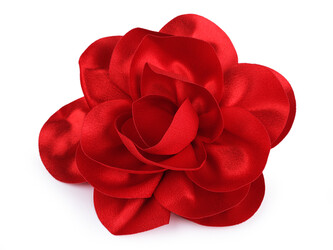 Brož / ozdoba do vlasů saténový květ Ø14,5 cm - 1 ks - 5 červená