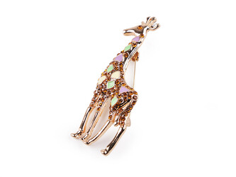 Brož s broušenými kamínky žirafa - 1 ks - 1 zlatá