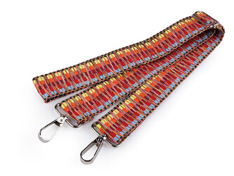 Textilní ucho / popruh na tašku s karabinami šíře 3,8 cm - 1 ks - 11 multikolor
