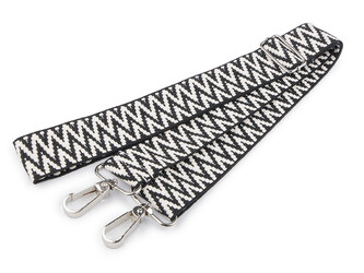 Textilní ucho / popruh na tašku s karabinami šíře 3,8 cm - 1 ks - 16 bílá černá