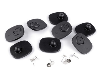 Bezpečnostní čip / plastová etiketa k ochraně zboží - 100 ks - viz foto