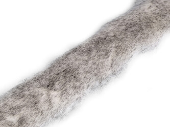 Našívací oděvní / dekorační kožešina žíhaná, plochá, řezaná šíře 5 cm - 1 ks - 1 krémová světlá žíhaná