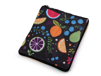 Skládací nákupní taška se zipem pevná 38x44 cm - 1 ks - 81 černá ovoce