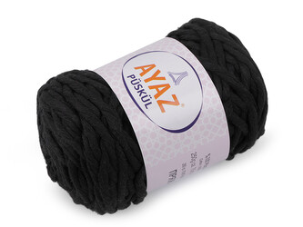 Bavlněná pletací příze Püskül 250 g, na macrame, rozčesávací - 1 ks - 8 (1217) černá
