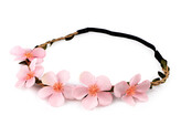 Pružná čelenka do vlasů s květy - 1 ks - 1 růžová nejsv.