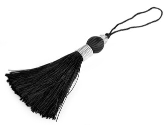 Střapec délka 22-24 cm - 20 ks - 10 černá stříbrná