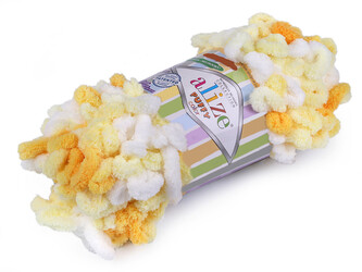 Pletací příze Alize Puffy color 100 g - 1 ks - 8 (5921) žlutá