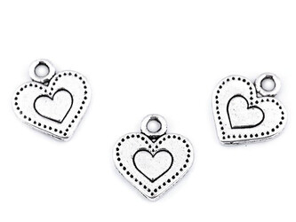 Přívěsek srdce 12x13 mm - 50 ks - platina