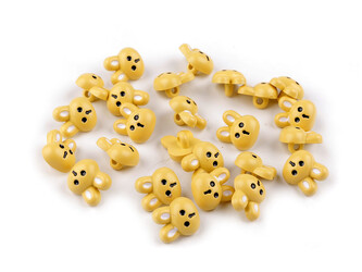 Knoflík dětský zajíc, medvídek, panda - 25 ks - 2 žlutá světlá zajíc