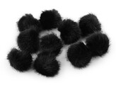 Kožešinová bambule s poutkem Ø3,5 cm - 10 ks - 9 černá