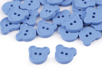 Knoflík dětský velikost 30" medvídek smile - 25 ks - 6 modrá světlá