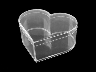 Plastová krabička / box s víkem srdce 9,5x11x4,5 cm - 1 ks - transparent