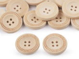 Dřevěný dekorační knoflík čtyřdírkový - 50 ks - přírodní