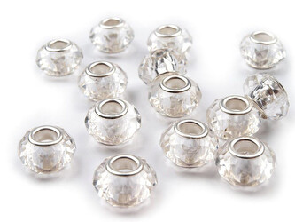 Plastové broušené korálky s velkým průvlekem 14,5x9 mm - 20 ks - 4 transparent