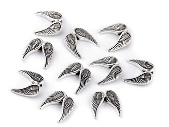 Ozdobný díl křídla 15x15 mm - 10 ks - platina