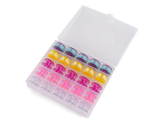 Box s cívkami a držáky nití k domácím šicím strojům - 16 ks - viz foto