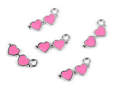 Kovový přívěsek / taháček na zip rty, pírko, lízátko, srdce, muchomůrka - 5 ks - 4 růžová sv. srdce
