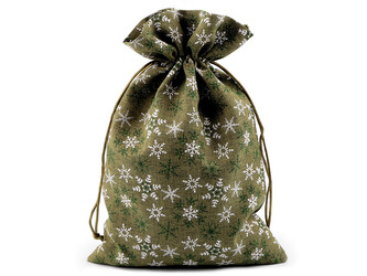 Vánoční dárkový pytlík vločky 20x30 cm - 10 ks - 4 zelená