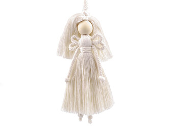 Andělka hand made macrame k zavěšení - 1 ks - 2 režná světlá