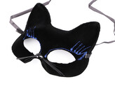 Karnevalová maska - škraboška sametová s glitry kočka - 1 ks - 4 černá modrá