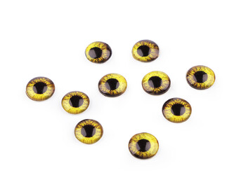 Skleněné oči k nalepení Ø10 a 12 mm - 10 ks - 2 (10 mm) žlutá