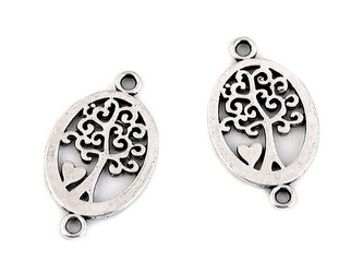 Filigránový dekorační našívací motýl, mandala, srdce, strom života - 20 ks - 4 platina strom