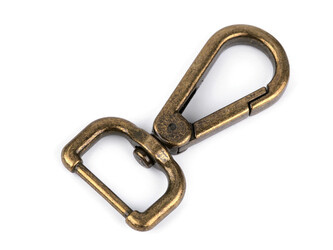 Kovová karabina s obrtlíkem průvlek 20 mm - 20 ks - 4 staromosaz