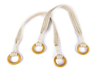 Proplétaná ucha na tašky délka 54 cm s kroužky - 20 ks - 3 hnědá přírodní