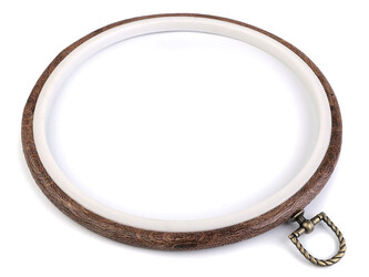Vyšívací kruh / rámeček k zavěšení Ø20 cm - 1 ks - hnědá