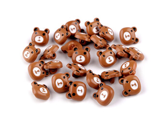 Knoflík dětský medvídek velikost 28" - 25 ks - 2 hnědá